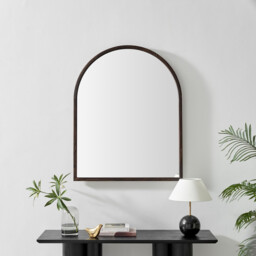 Valerie Walnut Wood Medium 100x80cm Overmantle Arch Mirror - thumbnail 2