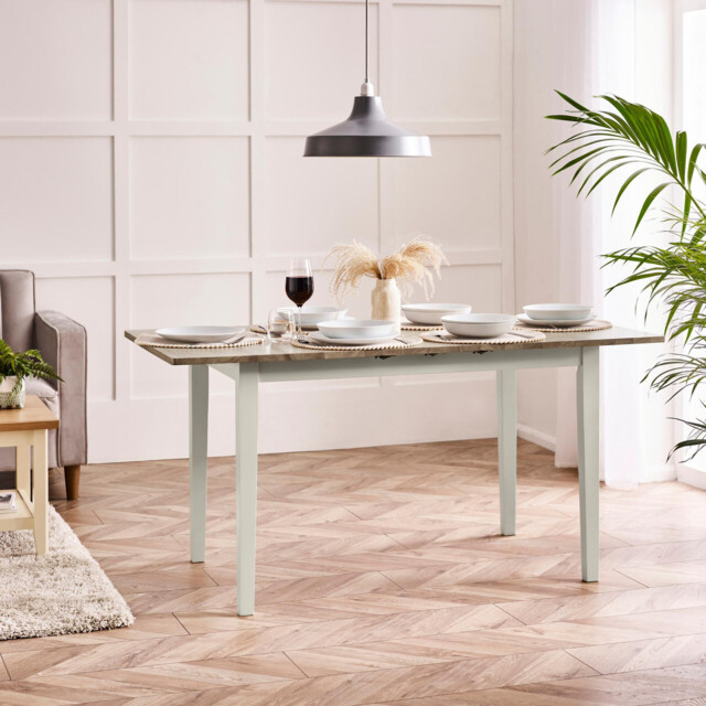 Salcombe White & Grey Wood Extending 6 Seater Dining Table - image 1