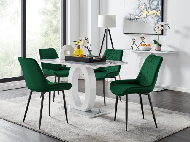 Giovani 4 Grey Dining Table & 4 Pesaro Black Leg Chairs - image 1