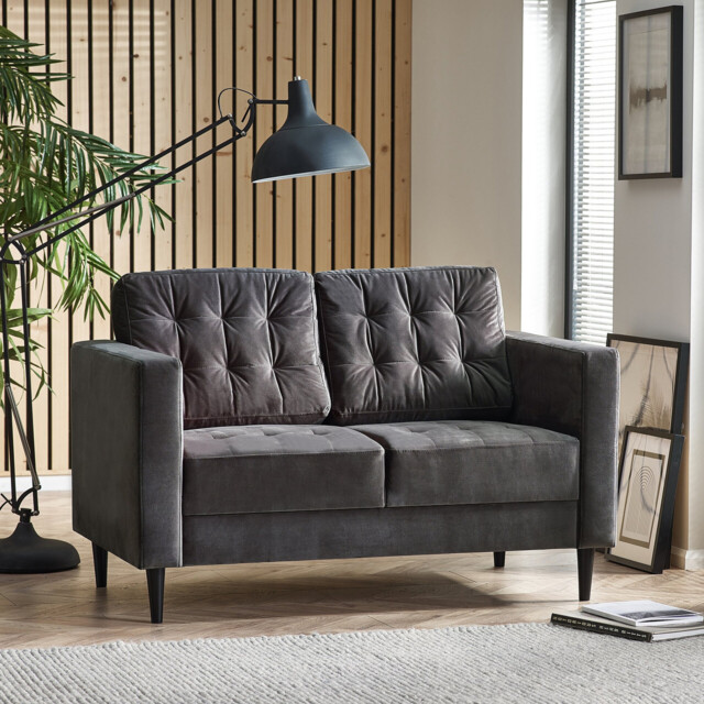Jolene Dark Grey Velvet 2 Seater Sofa - image 1