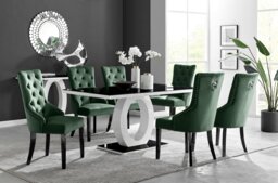 Giovani 6 Black Dining Table & 6 Belgravia Black Leg Chairs - thumbnail 1
