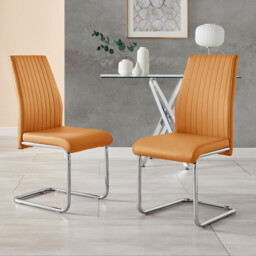 2x Lorenzo Mustard Yellow Faux Leather Dining Chairs - thumbnail 2