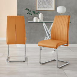 2x Lorenzo Mustard Yellow Faux Leather Dining Chairs - thumbnail 3