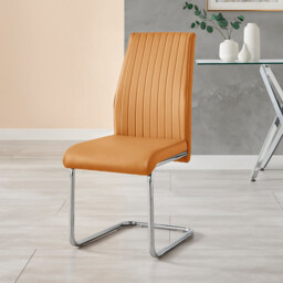 2x Lorenzo Mustard Yellow Faux Leather Dining Chairs - thumbnail 4