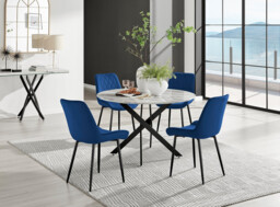 Novara White Marble Black Leg 120cm Round Dining Table & 4 Pesaro Black Leg Chairs - thumbnail 4