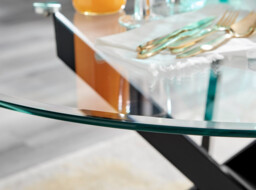 Novara 120cm Black Leg Round Glass Dining Table & 4 Halle Chairs - thumbnail 3