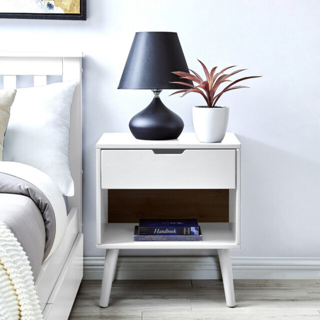 Alma 1 Drawer White Bedside Table - image 1