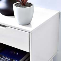 Furniturebox Alma 1 Drawer Bedside Table, Wood in White - Size: 50x57x40 cm - thumbnail 3