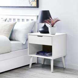 Furniturebox Alma 1 Drawer Bedside Table, Wood in White - Size: 50x57x40 cm - thumbnail 2
