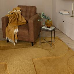 Rift Mustard Yellow Carved Arches Rug