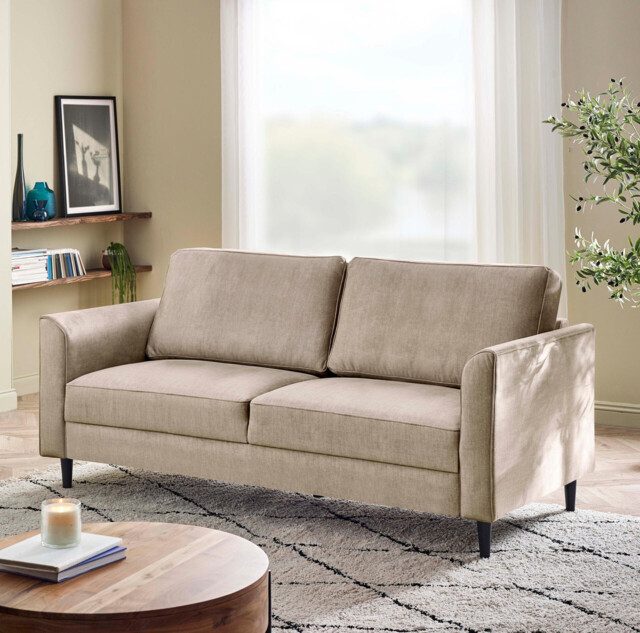 Logan Beige Fabric 3 Seater Sofa - image 1