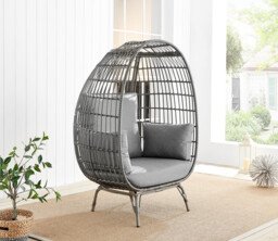 Grey Rattan Garden Egg Chair Seat - thumbnail 2