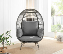 Grey Rattan Garden Egg Chair Seat - thumbnail 3
