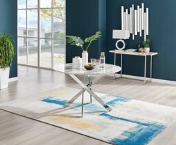 Novara White Marble 120cm Round Dining Table & 6 Lorenzo Chairs - thumbnail 2