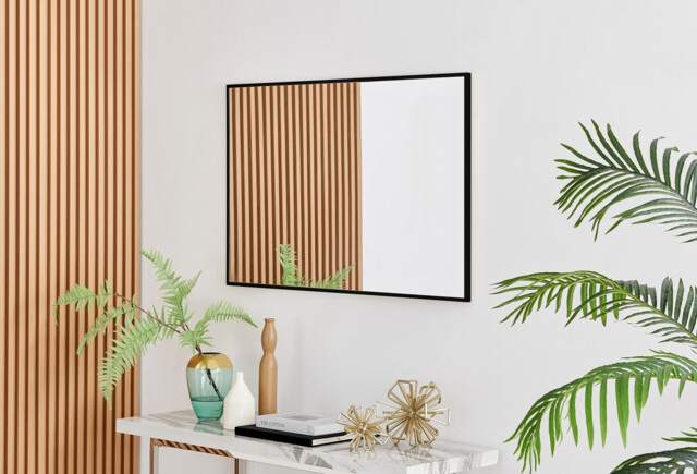 Emma Black Rectangle Wall Mirror 100x66cm - image 1