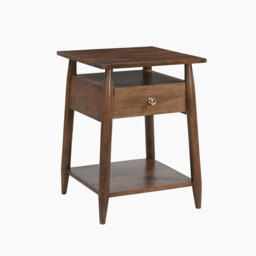 Elbrus 1 Drawer Walnut Wood Bedside Table - thumbnail 2