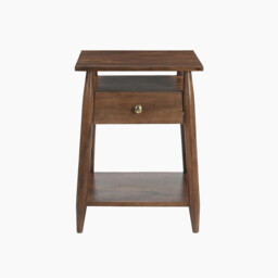 Elbrus 1 Drawer Walnut Wood Bedside Table - thumbnail 3