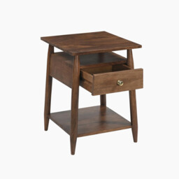Elbrus 1 Drawer Walnut Wood Bedside Table - thumbnail 4