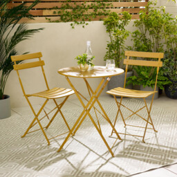 Cabo Mustard Yellow Metal 2 Seat Garden Bistro Set