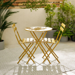 Cabo Mustard Yellow Metal 2 Seat Garden Bistro Set - thumbnail 3