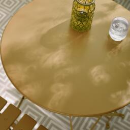 Furniturebox Cabo Mustard 2 Seat Garden Bistro Set, Metal in Yellow - Size: 42x81x51 cm - thumbnail 5