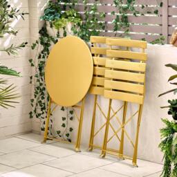 Furniturebox Cabo Mustard 2 Seat Garden Bistro Set, Metal in Yellow - Size: 42x81x51 cm - thumbnail 6