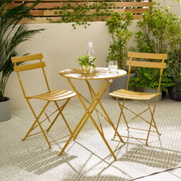 Cabo Mustard Yellow Metal 2 Seat Garden Bistro Set