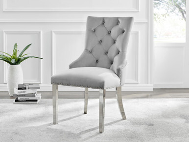 2x Belgravia Grey Velvet Scoop Knockerback Dining Chairs Silver Legs - image 1