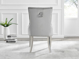2x Belgravia Grey Velvet Scoop Knockerback Dining Chairs Silver Legs - thumbnail 4