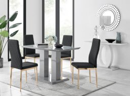 Imperia 4 Grey Dining Table and 4 Gold Leg Milan Chairs - thumbnail 1