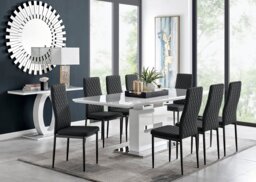 Arezzo Large Extending Dining Table and 8 Milan Black Leg Chairs