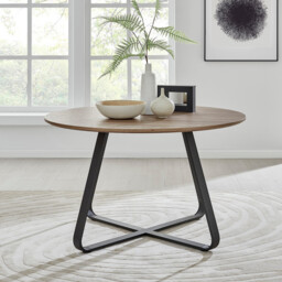 Santorini Round Brown Wood 6 Seater Dining Table - thumbnail 1