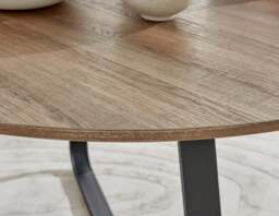 Furniturebox Santorini Round Brown Wood 6 Seater Dining Table, Engineered Wood in Walnut/Black - Size: 120x75x120 cm - thumbnail 2