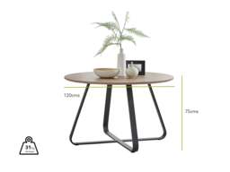 Furniturebox Santorini Round Brown Wood 6 Seater Dining Table, Engineered Wood in Walnut/Black - Size: 120x75x120 cm - thumbnail 5