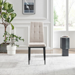 2x Paloma Cream Fabric Dining Chairs Black Legs - thumbnail 4