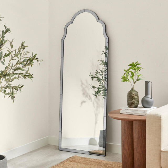Opaline Grey Ornate Full Length Arch Wall Mirror - image 1