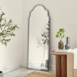 Opaline Grey Ornate Full Length Arch Wall Mirror - thumbnail 1