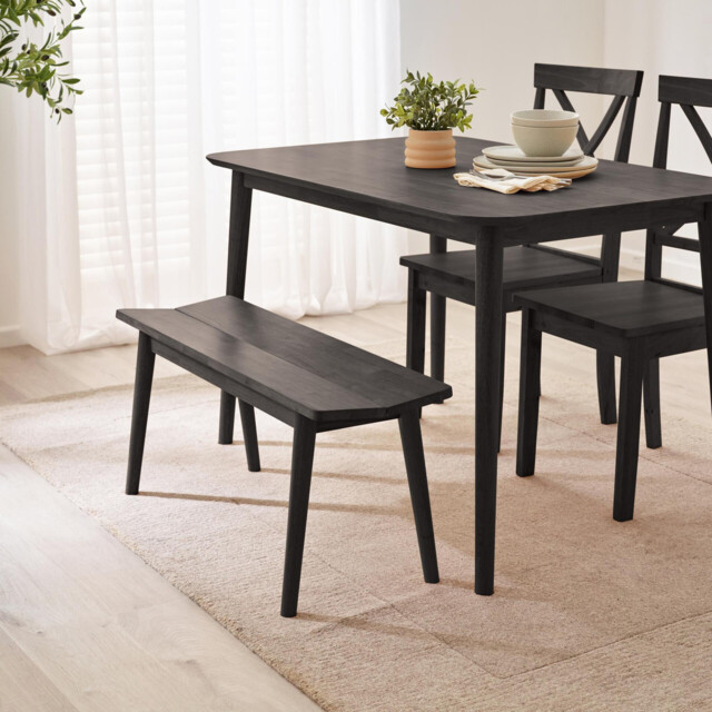 Lynton Black Solid Wood Small Dining Bench - image 1