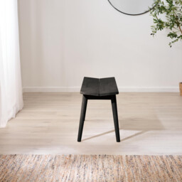Lynton Black Solid Wood Small Dining Bench - thumbnail 4