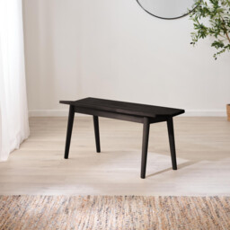 Lynton Black Solid Wood Small Dining Bench - thumbnail 2