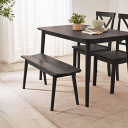 Lynton Black Solid Wood Small Dining Bench - thumbnail 1