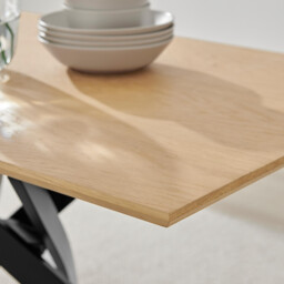 Leonardo Oak Effect Dining Table & 4 Beaumont Green Fabric Chairs - thumbnail 4