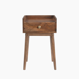 Vinson 1 Drawer Rectangle Walnut Wood Bedside Table - thumbnail 3