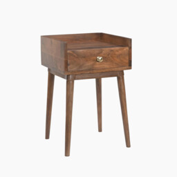 Vinson 1 Drawer Rectangle Walnut Wood Bedside Table - thumbnail 2