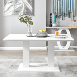 Imperia Rectangular White High Gloss 6 Seater Dining Table - thumbnail 2