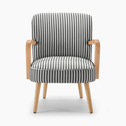 Sylvie Accent Chair Black and Cream Stripe Oak Effect Legs - thumbnail 4