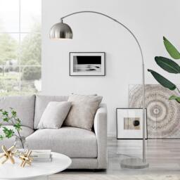 Furniturebox Holden Arc Standing Floor Lamp, Metal in Silver - Size: 110x198x35 cm - thumbnail 2