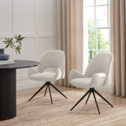2x Layla Cream Fabric Swivel Dining Chairs