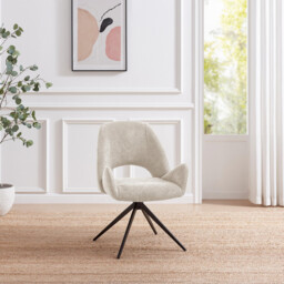 2x Layla Cream Fabric Swivel Dining Chairs - thumbnail 2