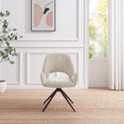 2x Layla Cream Fabric Swivel Dining Chairs - thumbnail 3